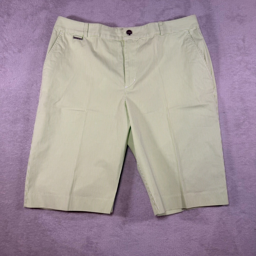 Lauren Ralph Lauren Active Lime‎ Green White Striped Golf Shorts Womens 12